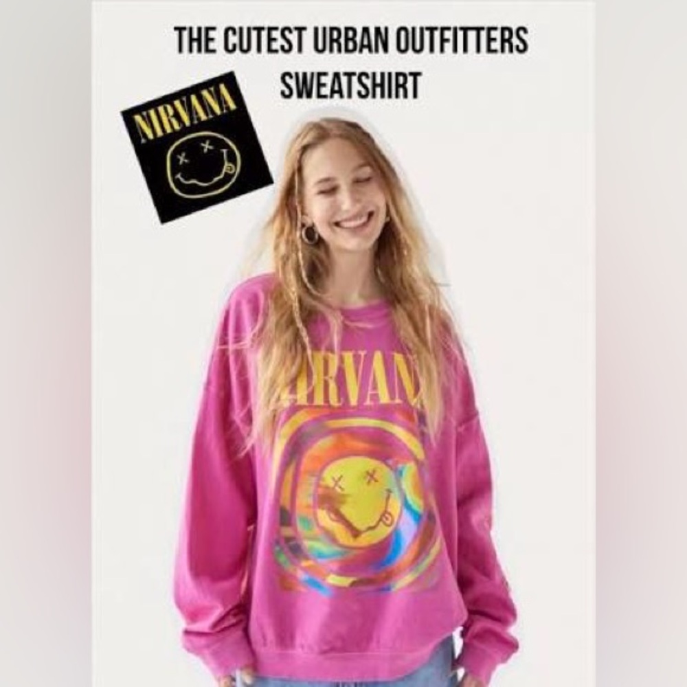 Urban Outfitters Oversized Pink Nirvana Sweatshirt